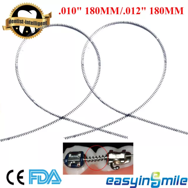 EASYISMLE 2Pcs Dental Orthodontic NITI Open Coil Spring .010"/.012" 180mm Braces