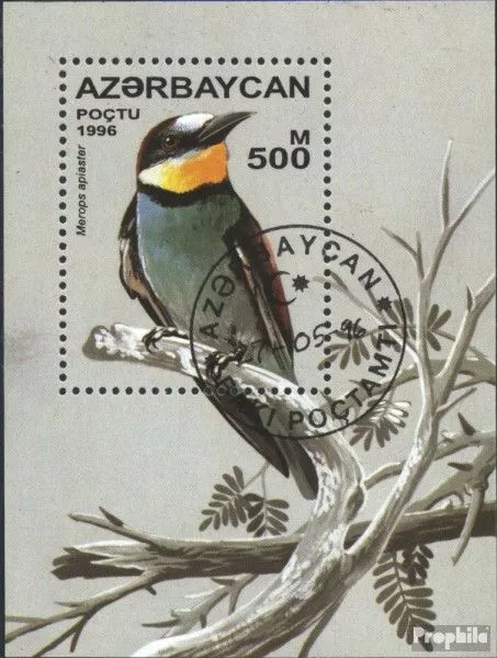 Aserbaidschan block23 (complete issue) used 1996 Songbirds