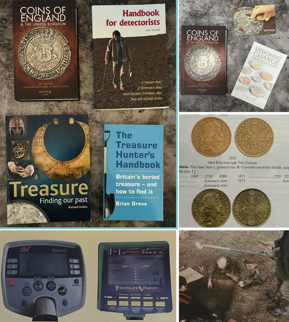 4x Metalldetektion Intrest Bücher Englische Münzen Schatzjäger Leitfaden Handbuch
