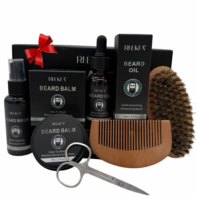 Kit Soin Barbe Et Visage Homme BRUBAKER - Set Complet Avec Brosse Poils Sanglier - Idée Cadeau - Neuf