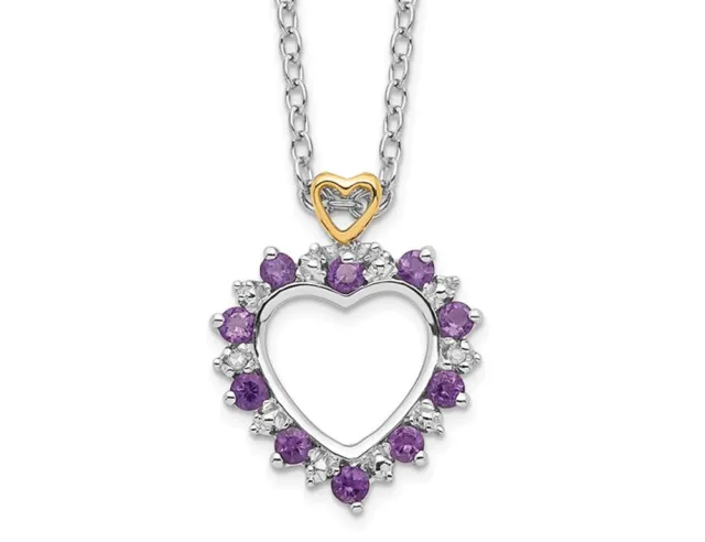 Amethyst Heart Pendant Necklace in Sterling Silver 1/3 Carat (ctw)