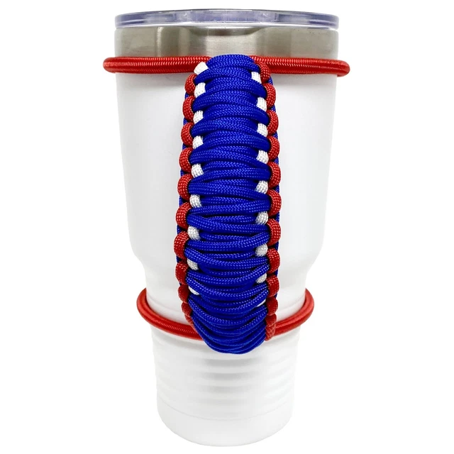 30oz Stretchable Paracord Tumbler Handle Red White Blue - Fits Epoxy Coated Cups
