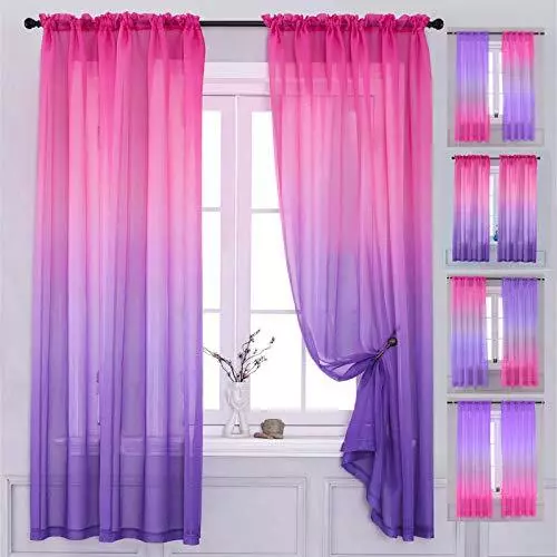 Juegos de 2 paneles cortinas de dormitorio Yancorp 63 pulgadas de largo 40""x63", rosa púrpura