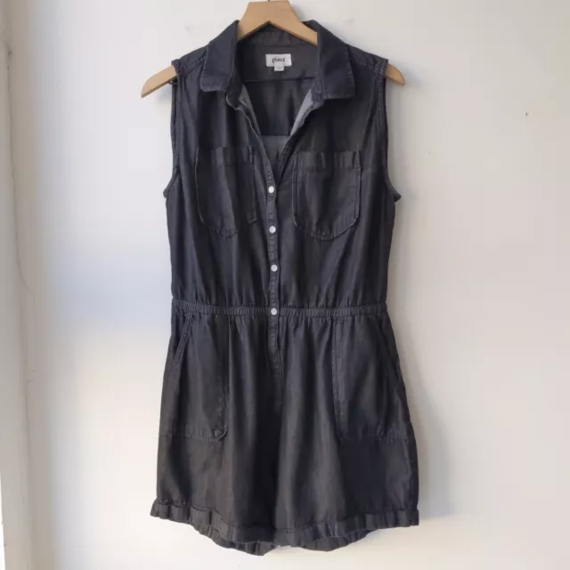 Pact Denim Chambray Sleeveless Romper Black Women's Size Medium