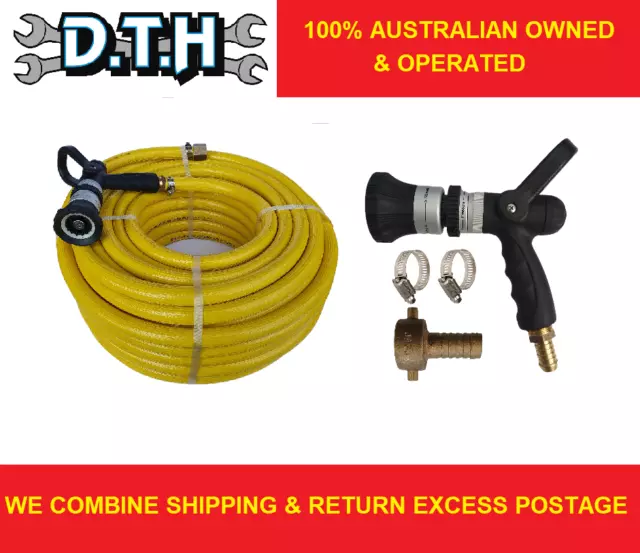 D.t.h 19Mm (3/4") X 36M Premium Yellow Fire Fighting Hose & Lever Fire Nozzle