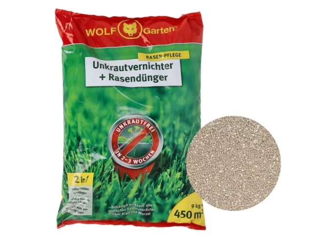 Wolf-Garten SQ 450 Unkrautvernichter plus Rasendünger 9 kg 2 in 1 Unkrautfrei