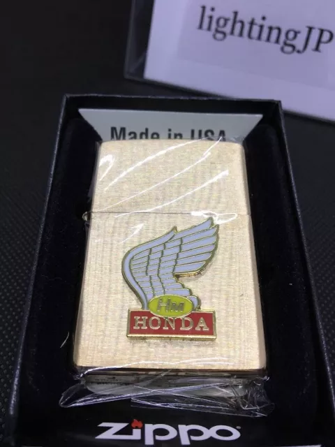 Zippo Oil Lighter Honda Bike Emblem Logo Gold Brass Regular Case Japan