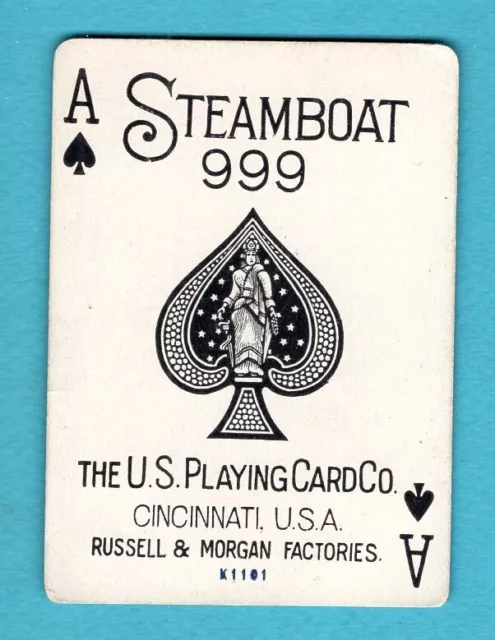 Single Swap Playing Card ANTIQUE STEAMBOAT 999 ACE OF SPADES WIDE USPCC VINTAGE