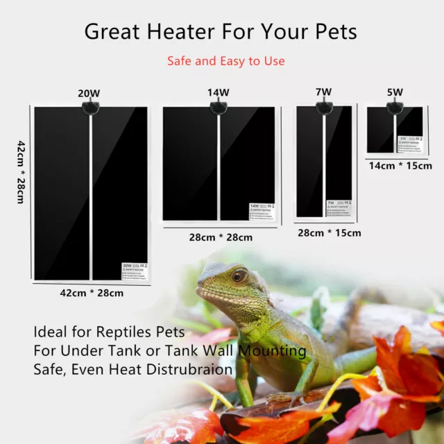 2pcs Electric Temp Adjustable Reptile Heat Mat Heating Pad Warm 5W 7W 14W 20W AU