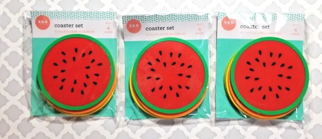 Wholesale Lot of 3 Packs of Drink Coasters Fruit Themed 3.5" Diameter 12 Total