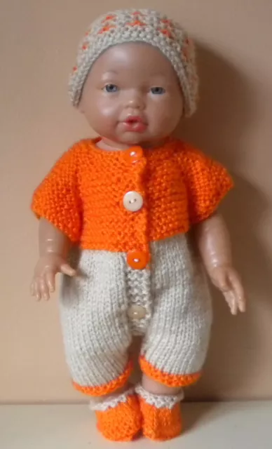 Hand knitted dolls clothes Playtime Romper Outfit   for 13" to 14" doll