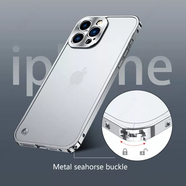 For iPhone 15 14 13 12 Pro Max Aluminium Alloy Metal Hard Bumper Matte Slim Case