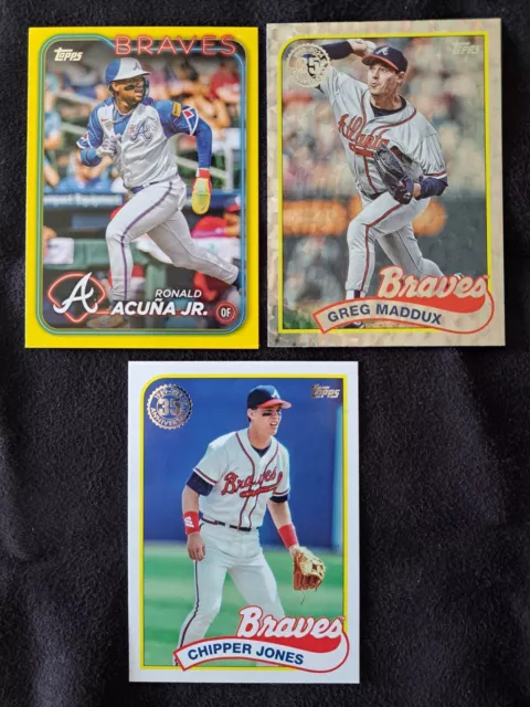 2024 Topps Series 1 - 3 Card Atlanta Braves Lot - Acuna, Maddux , Chipper Jones