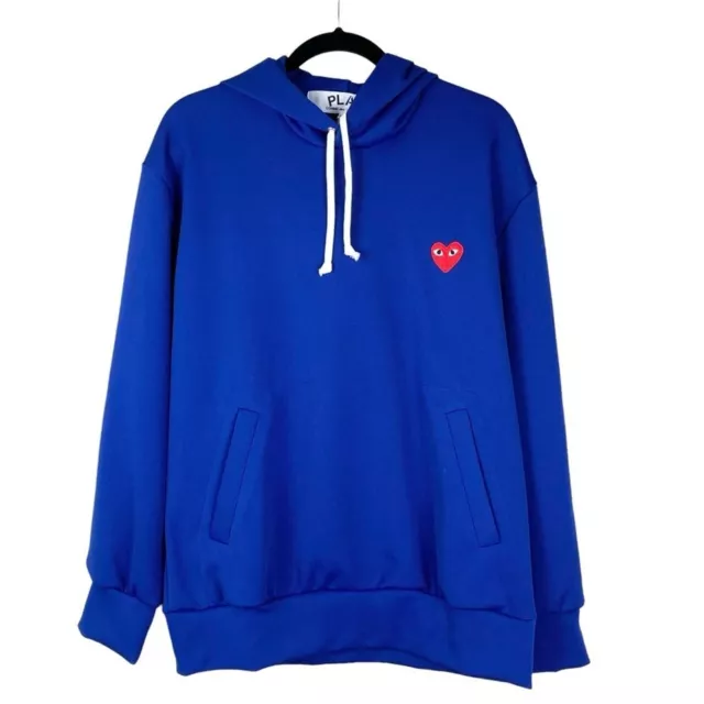Comme Des Garcons Play Embroidered Logo Hoodie Sz XL Blue Heart Japan NWT