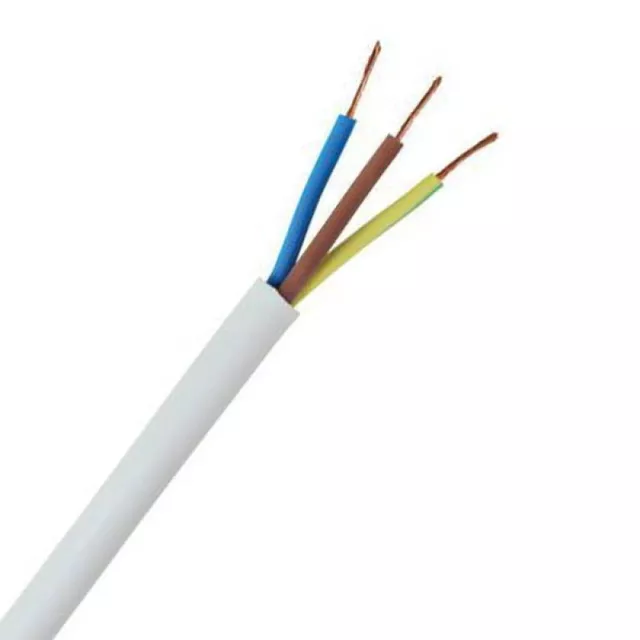 White 1mm 3 Core 3183Y Round Flexible Cable - Power, Sockets, Heating, Lighting