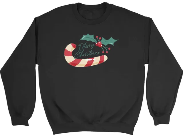 Merry Christmas Candy Cane Xmas Kids Childrens Jumper Sweatshirt Boys Girls Gift