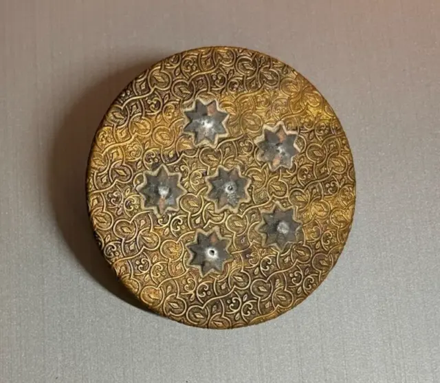 BOUTON COLLECTION - grand bouton métal doré 6 étoiles - XIXème - 3.6 cm