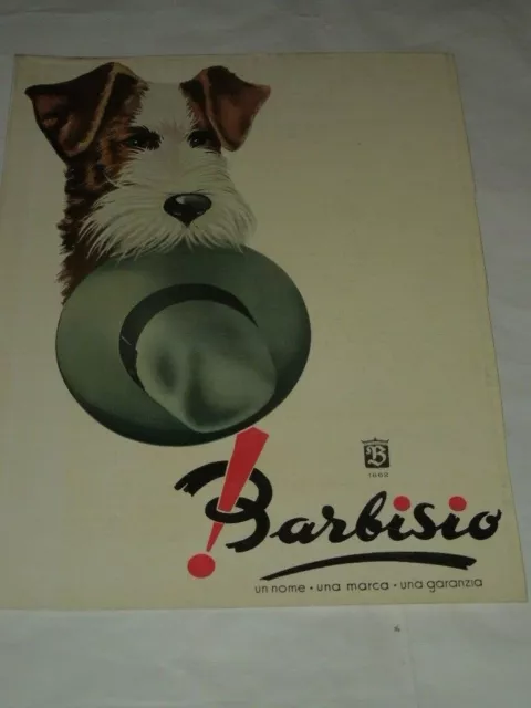 Barbisio-Cappelli-Vecchia Pubblicita' Cartacea Degli Anni '50- Imperdibile