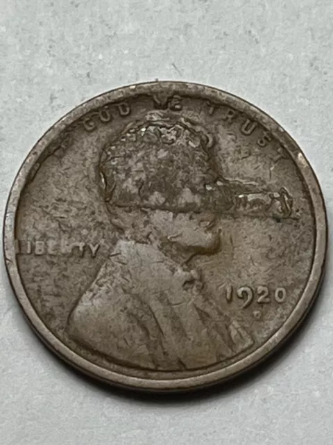 1920 D  1c Wheat Cent Obverse Brockage Error Coin Lot U821