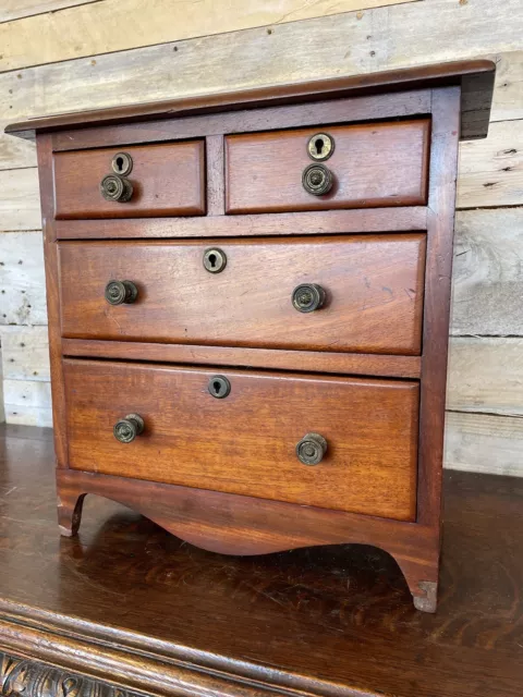 Antique Mahogany Collectors Apprentice Piece Chest Drawers . Free Delivery