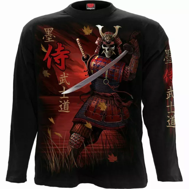 T-shirt a maniche lunghe Spiral Direct SAMURAI SKULL/Biker/Goth/Teschio/Musica/Top