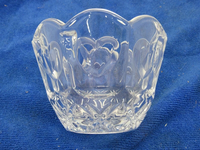 Small Glass Crystal Heart Themed Bowl Dish Compote Candy DIsh 4.5" Tall 3.5" Dia