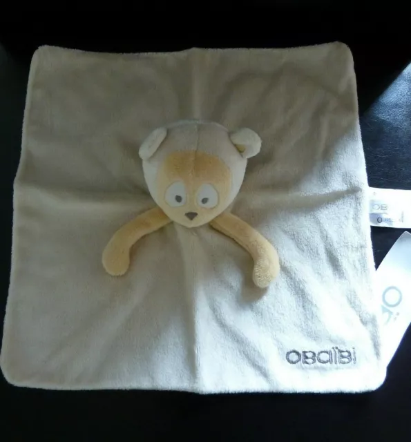 912. DOUDOU PLAT OBAIBI OKAIDI PANDA koala ours singe ECRU BEIGE - 100 % NEUF