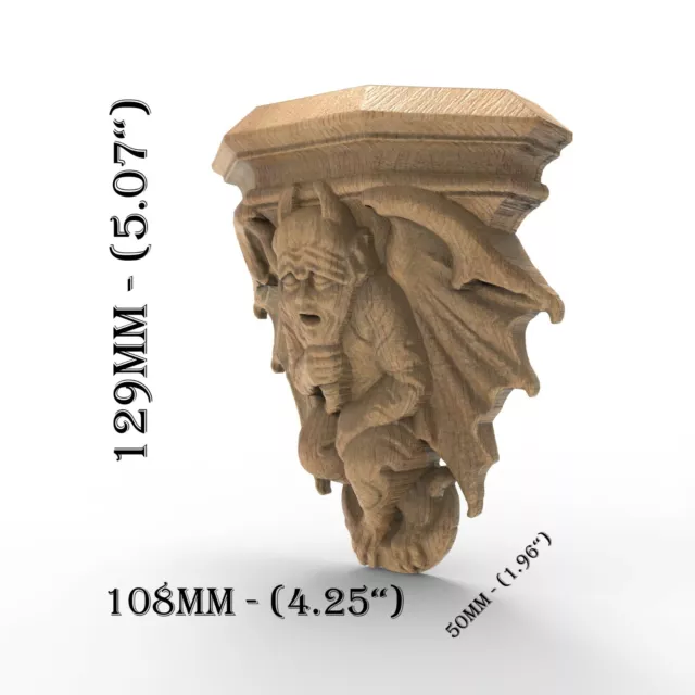 Wood Carved Corbel For Wall Handcrafted Gargoyle Victorian Sculpture Ornament