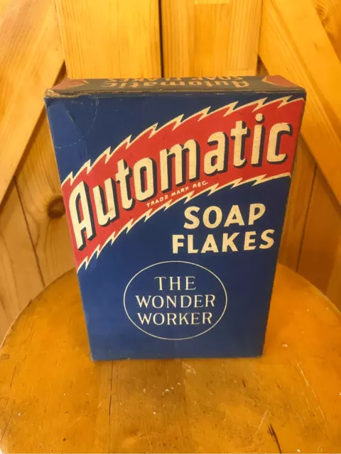 Vintage Automatic Soap Flakes Advertising Box."The Wonder Worker" Sealed