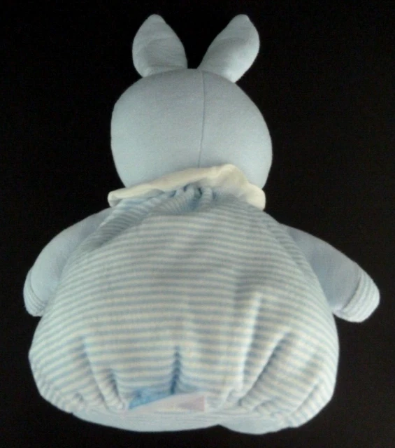*. DOUDOU PELUCHE BOULE KLORANE LAPIN BLEU RAYE rayur col blanc EXCELLENT ETAT 3