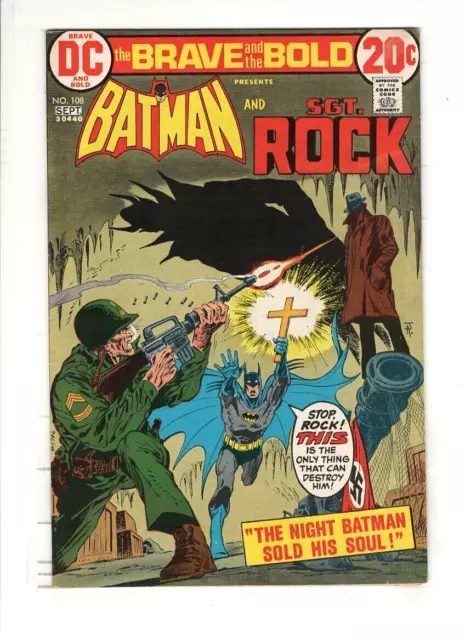 BRAVE AND THE BOLD #108 VF, Batman & Sgt Rock, Jim Aparo cover & art, DC 1973