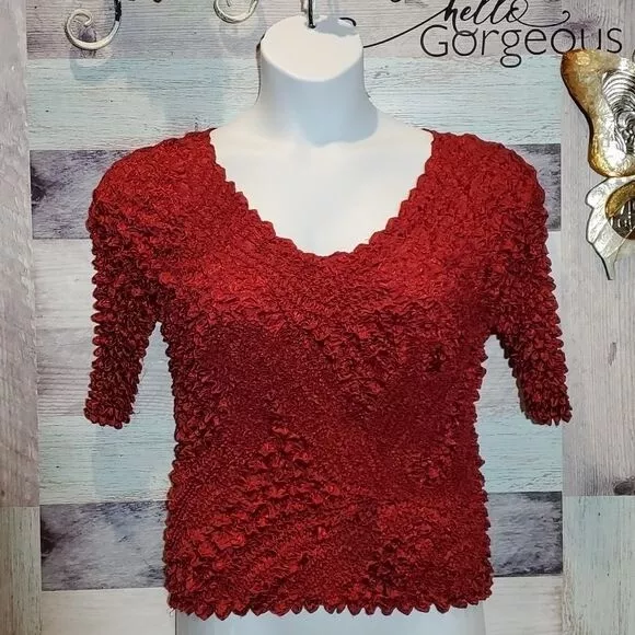 Magic Scarf Dark Brick Red Stretch Bubble Crinkle Y2K Shirt One Size Party Fun