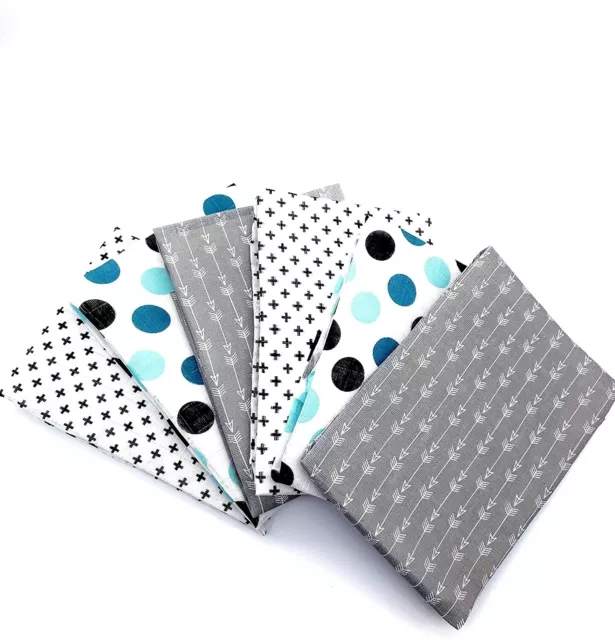 6 Pack - Large 100% Cotton Printed Baby Muslin Squares - Muslin Cloths,Swaddle