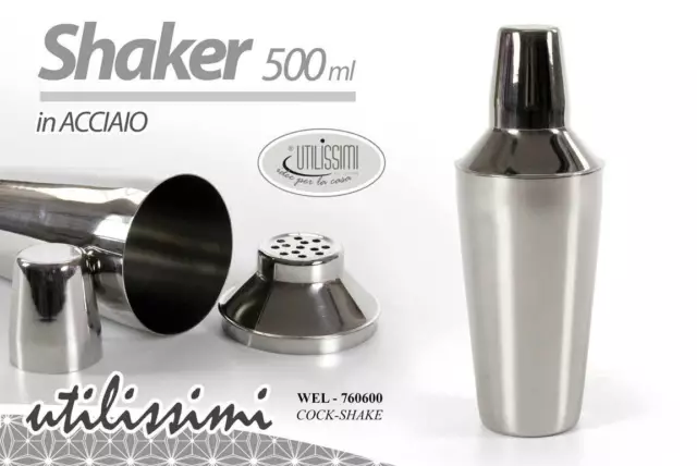 Shaker Mixer Drink Cocktail In Acciaio Inox 500 Ml Set Barman Wel-760600