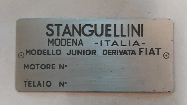 Plaque signalétique ID Junior Fiat Race Car Monoposto Plaque signalétique s55