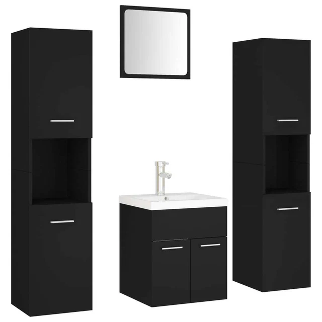 BATHROOM FURNITURE SET Black Engineered Wood £591.77 PicClick UK