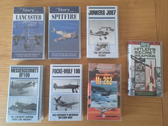VHS AVIATION VIDEOS, WW2/WWII, Spitfire, Lancaster, ME262, FW190, ME109 ...