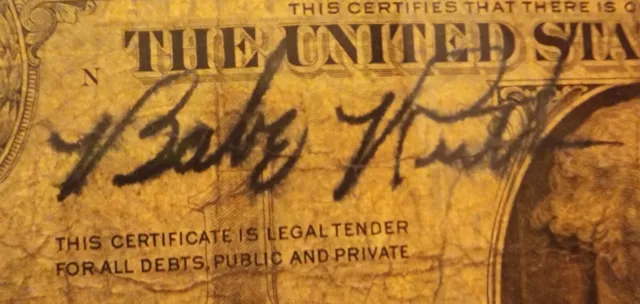 Babe Ruth Signed Autographed $1 Note 1935 Aprox. Without Authentication