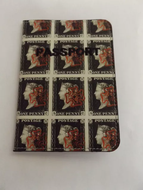 Brand New Penny Post Penny 1d Black Passport Holder Case Cover Postage Stamp