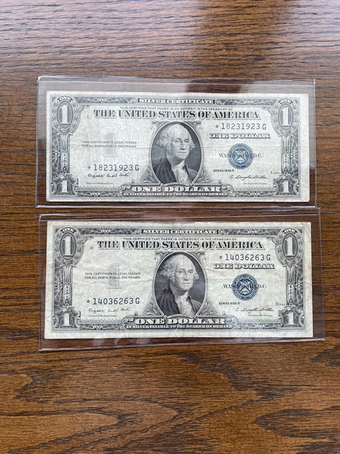 1935-G 1 Dollar Silver Certificate Star Note Sold As 1 Each