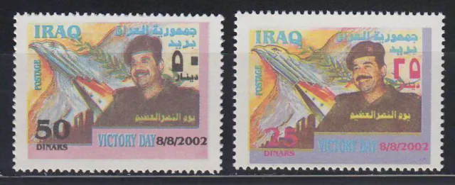 Irak Iraq 2002 ** Mi.1697/98 Tag des Sieges Saddam Hussein Falke Raketen Flagge