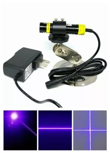 Focusable 405nm 100/200/300mw Blue Violet Laser Diode Module w Holder & Adapter