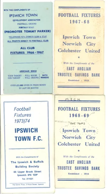 Selection of Ipswich Town fixture lists x 8 very low price