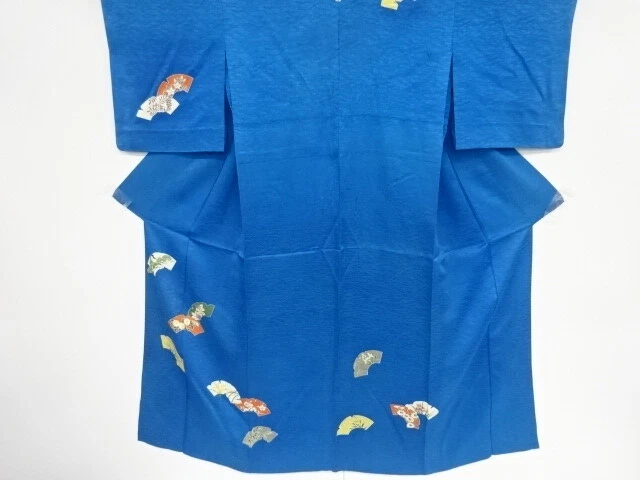 42057# Japanese Kimono / Antique Hitoe Kimono / Floral Plants & Shikishi Pat