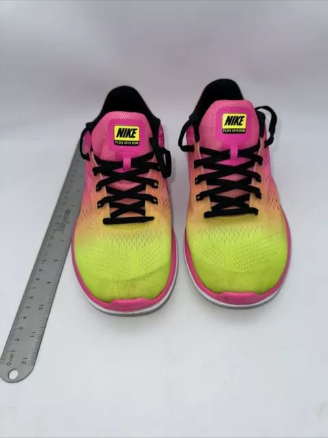 Nike Flex Run 2016 Womens Pink Ombré Athletic Running Shoes 844741-999 Size 8.5