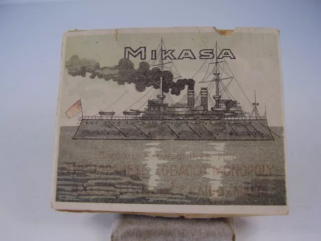 Antike Zigaretten Schachtel mit MIKASA Kriegsschiff um 1915