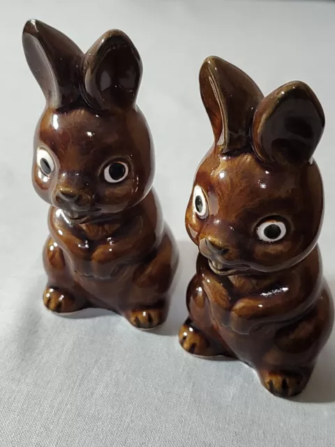 Vintage Brown Bunny Rabbit Salt And Pepper Shakers