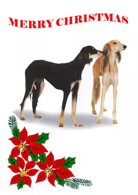 Saluki Single Dog Print Greeting Christmas Card