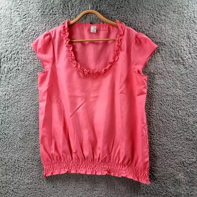 TARGET Womens Blouse Top Size 14 Pink Short Sleeve Elastic Waist Scoop Neck