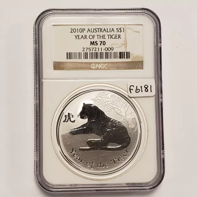 2010-P $1 Australia Year of the Tiger - PQ - NGC MS 70 - SKU-F6181